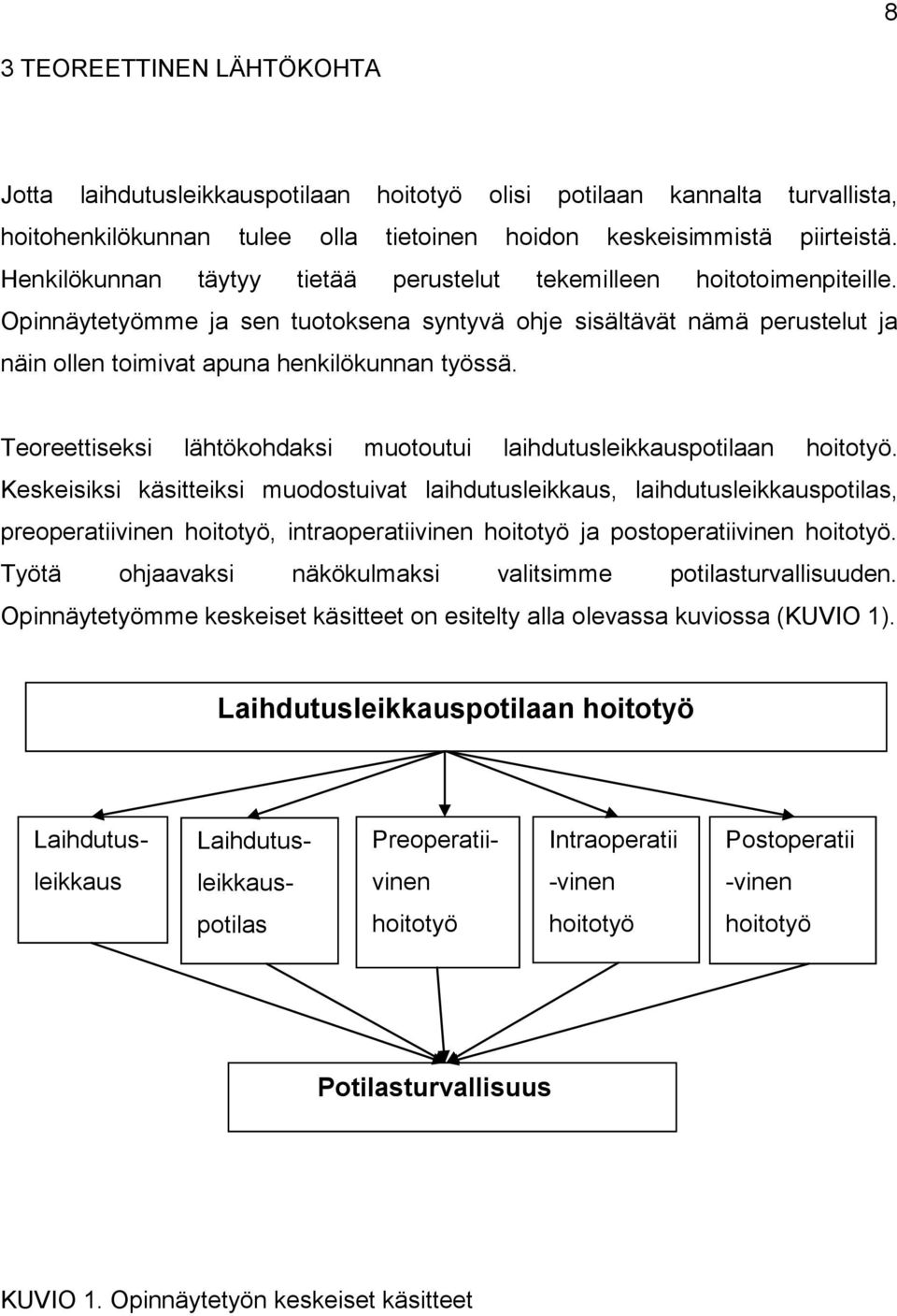 Teoreettiseksi lähtökohdaksi muotoutui laihdutusleikkauspotilaan hoitotyö.