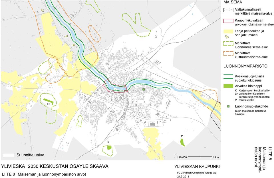 Arvokas biotooppi K Kurjenkurun korpi ja kallio LK Laitakallion-Kauniston korpikurut ja vanha metsä P Paratiisikallio