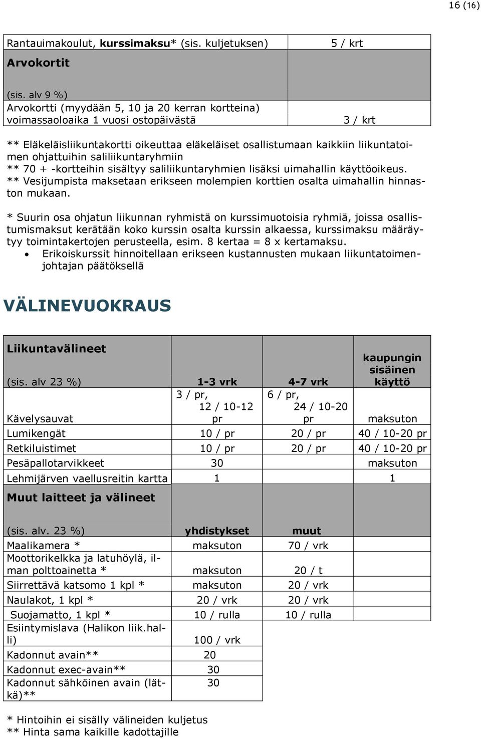 ohjattuihin saliliikuntaryhmiin ** 70 + -kortteihin sisältyy saliliikuntaryhmien lisäksi uimahallin käyttöoikeus.