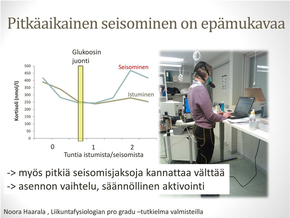 istumista/seisomista -> myös pitkiä seisomisjaksoja kannattaa välttää -> asennon