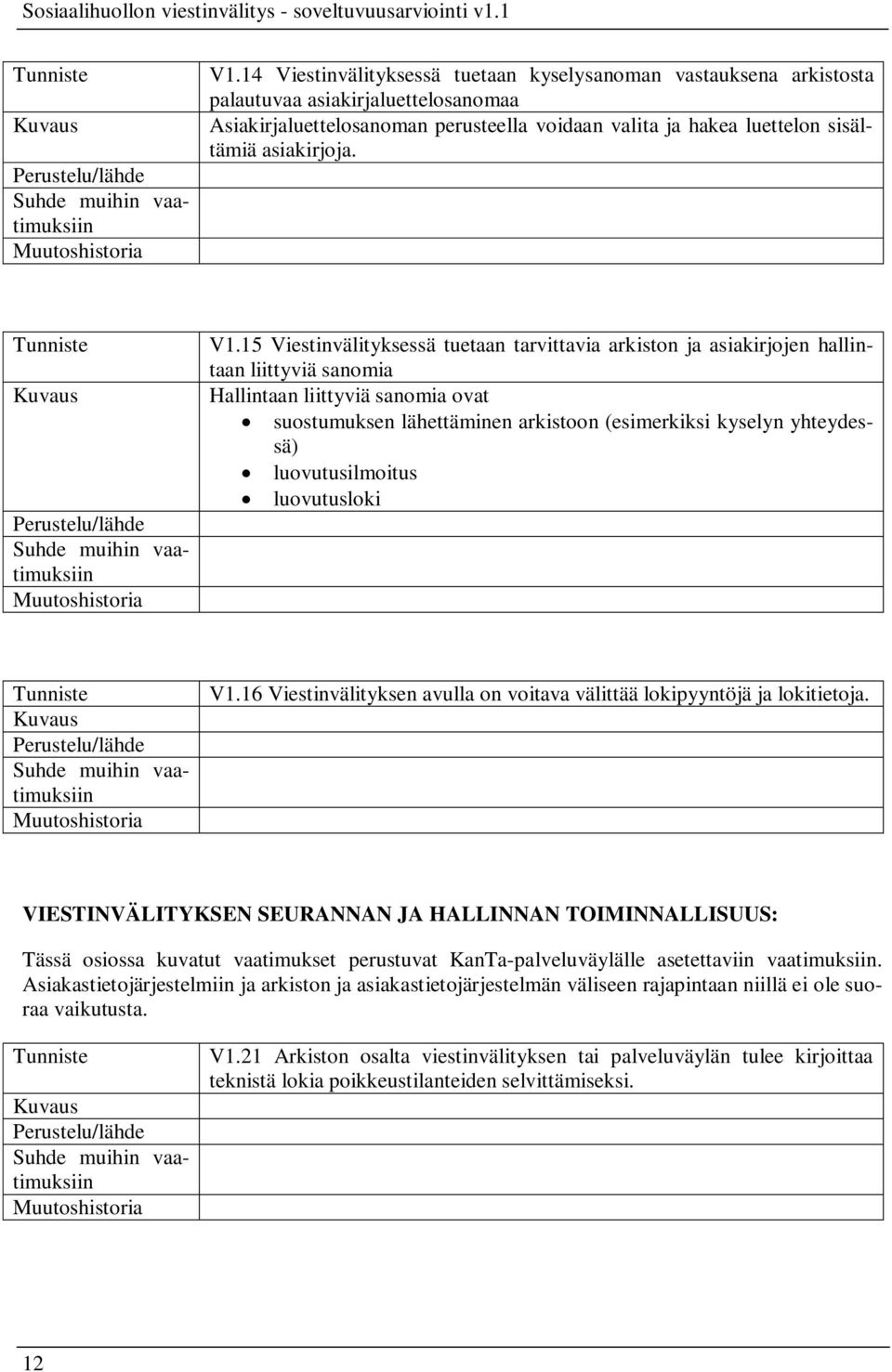 15 Viestinvälityksessä tuetaan tarvittavia arkiston ja asiakirjojen hallintaan liittyviä sanomia Hallintaan liittyviä sanomia ovat suostumuksen lähettäminen arkistoon (esimerkiksi kyselyn yhteydessä)