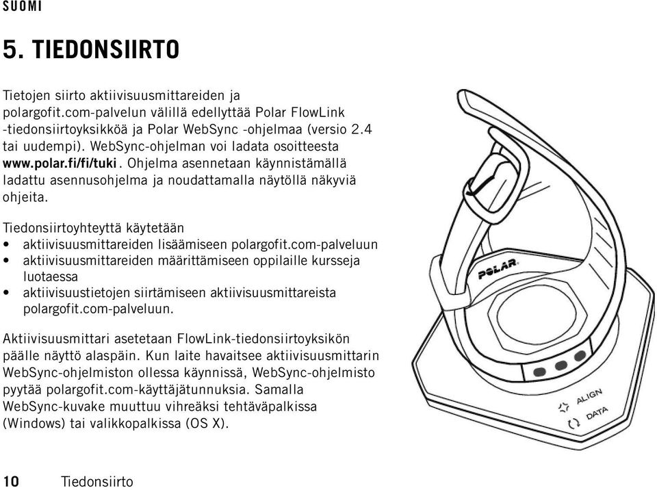 Tiedonsiirtoyhteyttä käytetään aktiivisuusmittareiden lisäämiseen polargofit.