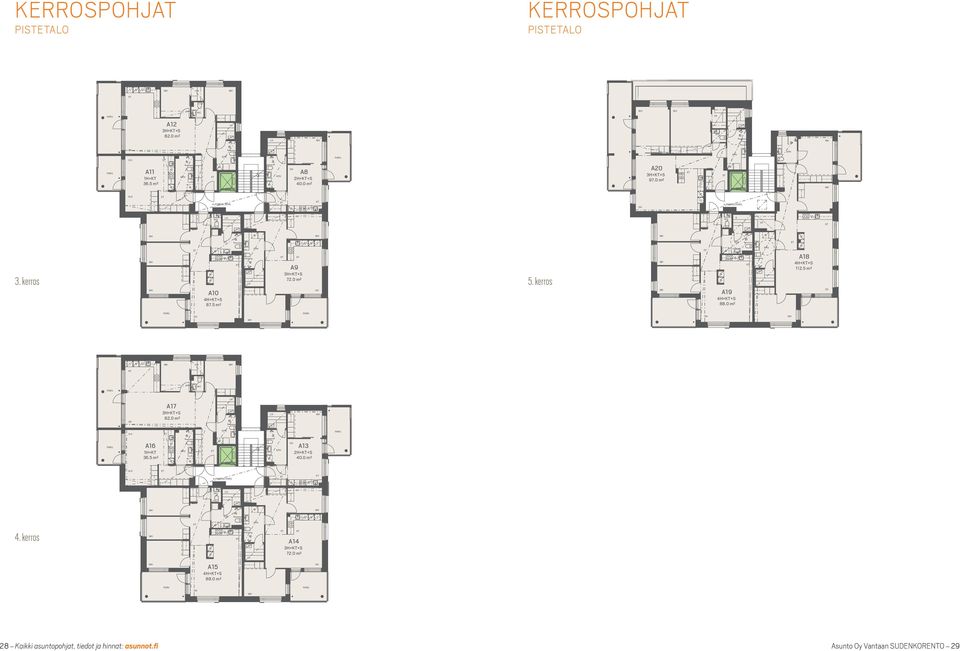 0 m² - A18 4H++ 112.5 m² ARV. ARV. ARV. A17 3H++ 82.0 m² H H ARV. ARV. A16 1H+ 36.5 m² A13 2H++ 40.0 m² AK A-ORRA 4KR.