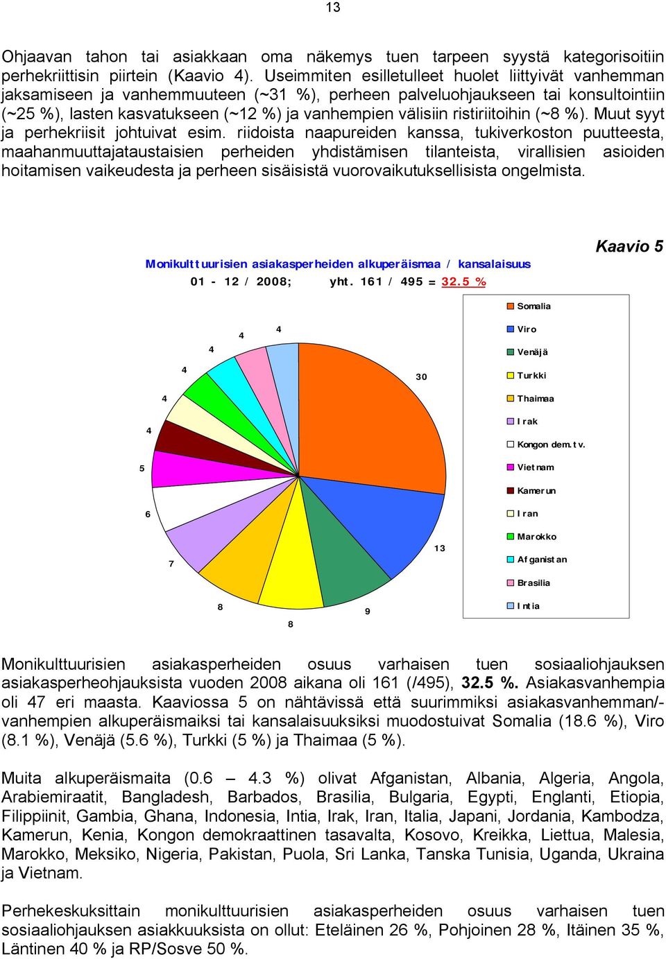 ristiriitoihin (~8 %). Muut syyt ja perhekriisit johtuivat esim.