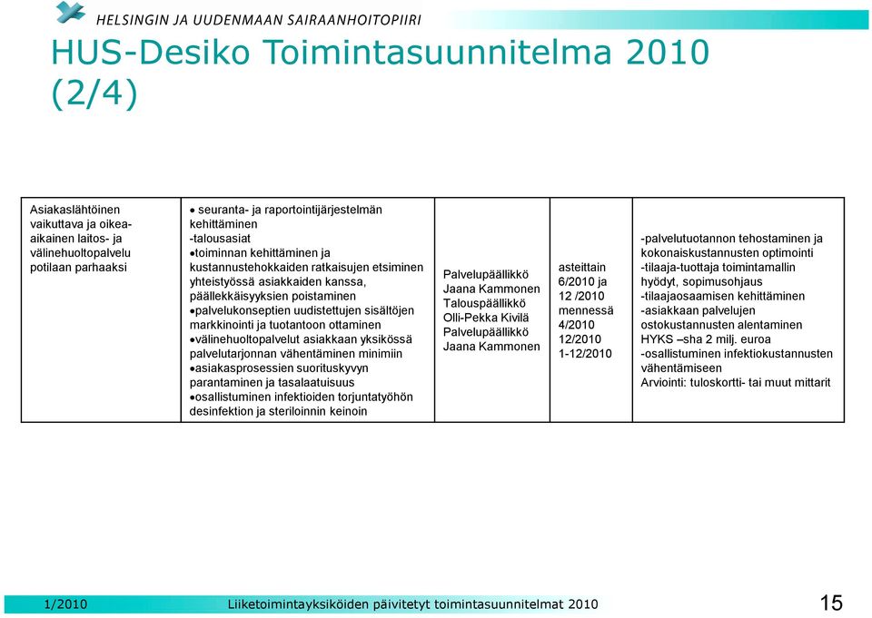 ja tuotantoon ottaminen välinehuoltopalvelut asiakkaan yksikössä palvelutarjonnan vähentäminen minimiin asiakasprosessien suorituskyvyn parantaminen ja tasalaatuisuus osallistuminen infektioiden