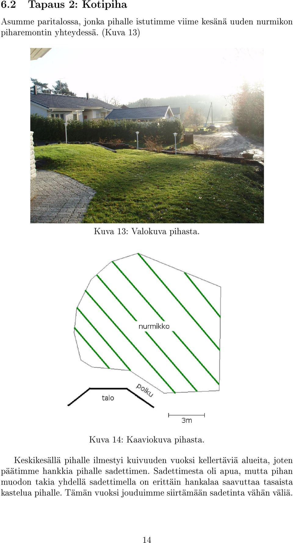 Keskikesällä pihalle ilmestyi kuivuuden vuoksi kellertäviä alueita, joten päätimme hankkia pihalle sadettimen.
