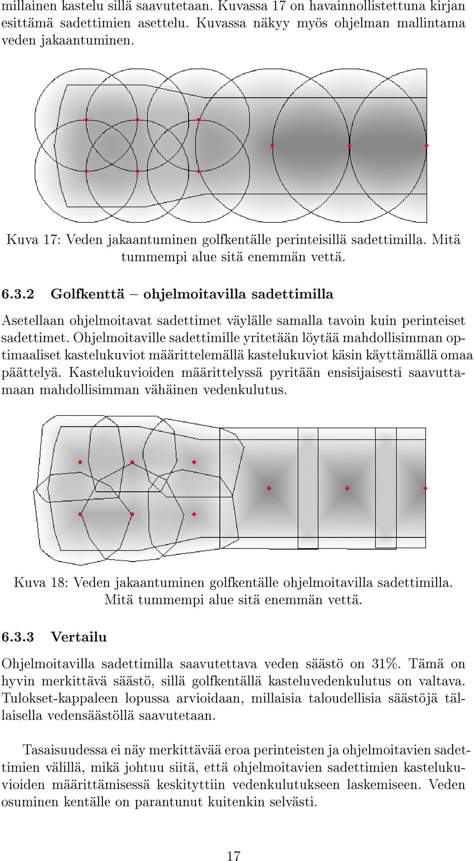 2 Golfkenttä ohjelmoitavilla sadettimilla Asetellaan ohjelmoitavat sadettimet väylälle samalla tavoin kuin perinteiset sadettimet.