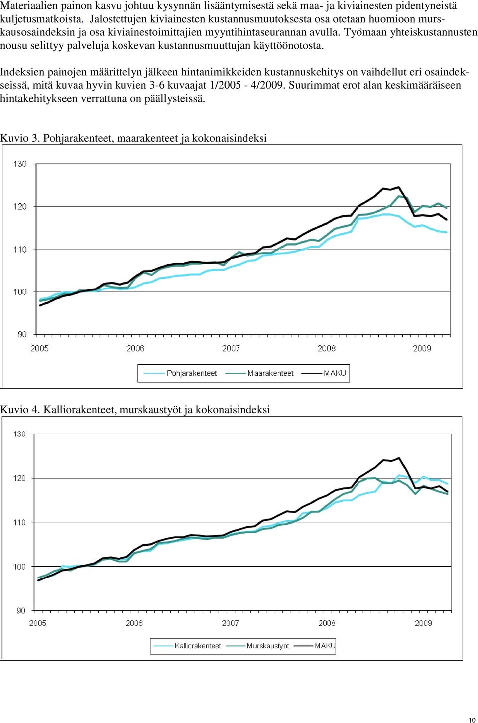 Työmaan yhteiskustannusten nousu selittyy palveluja koskevan kustannusmuuttujan käyttöönotosta.