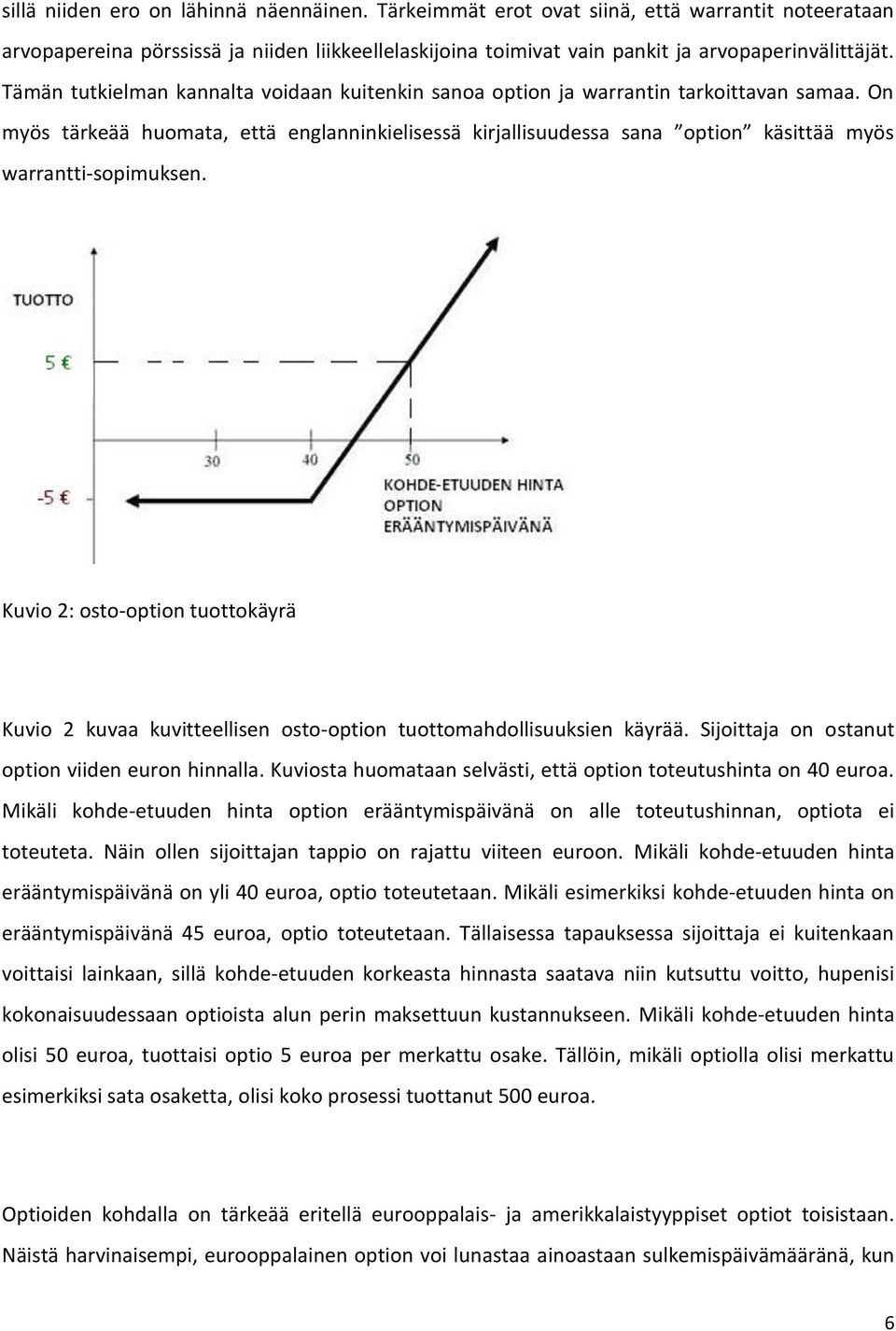 On myös tärkeää huomata, että englanninkielisessä kirjallisuudessa sana option käsittää myös warrantti-sopimuksen.