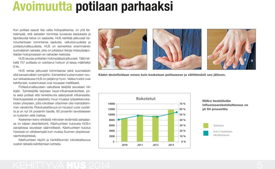 HUS on esimerkiksi ensimmäinen suomalainen sairaala, joka on julkaissut tietoja rintasyöpäpotilaiden hoitoprosessin eri vaiheiden kestosta. HUS seuraa potilaiden hoitonpääsyä jatkuvasti.