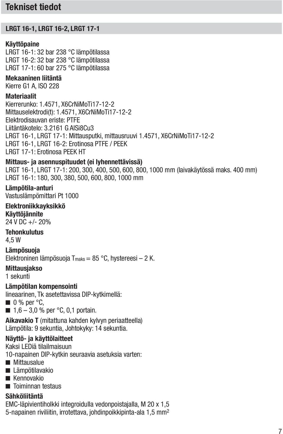 2161 G AlSi8Cu3 LRGT 16-1, LRGT 17-1: Mittausputki, mittausruuvi 1.