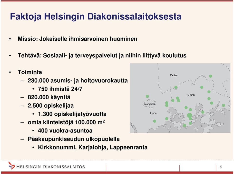 000 asumis- ja hoitovuorokautta 750 ihmistä 24/7 820.000 käyntiä 2.500 opiskelijaa 1.