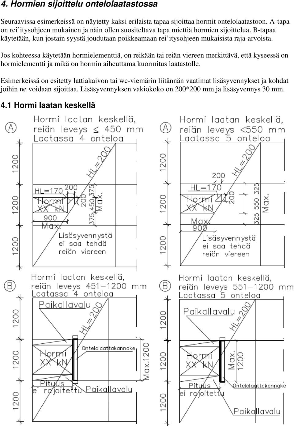 B-tapaa käytetään, kun jostain syystä joudutaan poikkeamaan rei itysohjeen mukaisista raja-arvoista.