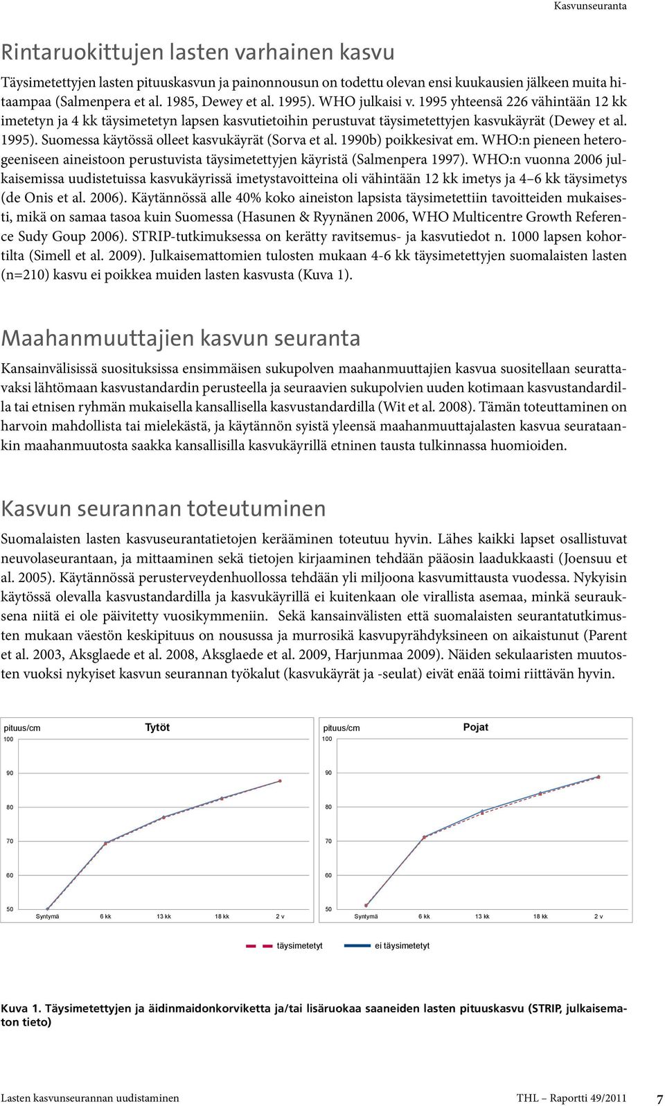 1990b) poikkesivat em. WHO:n pieneen heterogeeniseen aineistoon perustuvista täysimetettyjen käyristä (Salmenpera 1997).