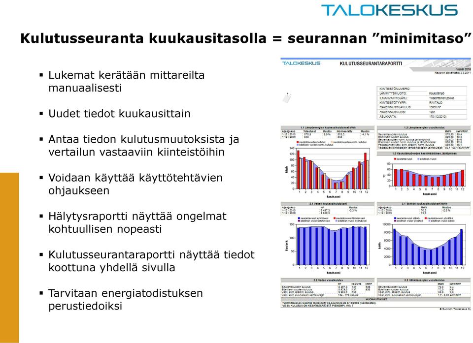 Voidaan käyttää käyttötehtävien ohjaukseen Hälytysraportti näyttää ongelmat kohtuullisen nopeasti