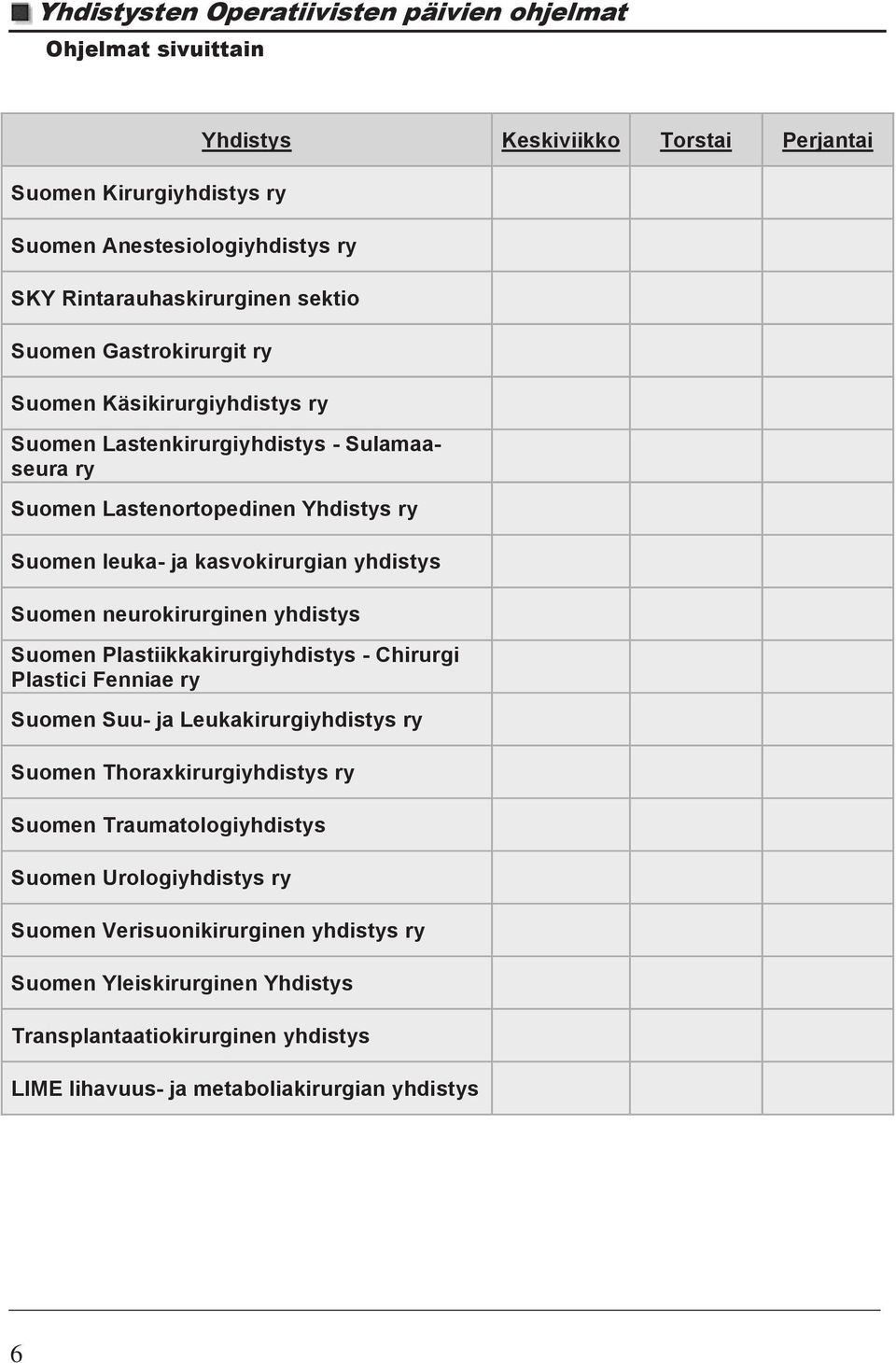 yhdistys neurokirurginen yhdistys Plastiikkakirurgiyhdistys - Chirurgi Plastici Fenniae ry Suu- Leukakirurgiyhdistys ry Thoraxkirurgiyhdistys ry