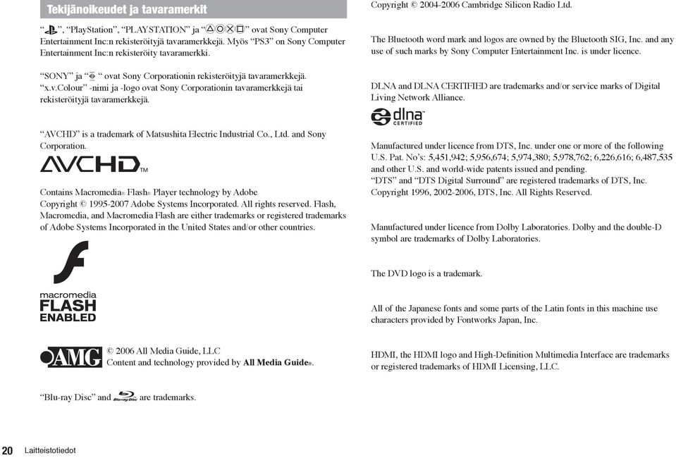 Copyright 2004-2006 Cambridge Silicon Radio Ltd. The Bluetooth word mark and logos are owned by the Bluetooth SIG, Inc. and any use of such marks by Sony Computer Entertainment Inc. is under licence.