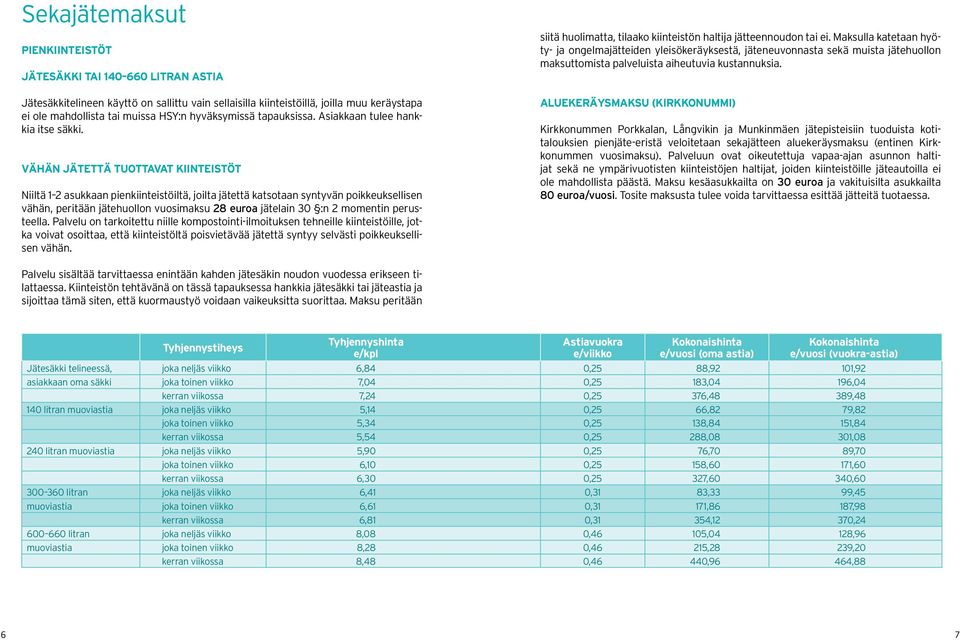 Vähän jätettä tuottavat kiinteistöt Niiltä 1 2 asukkaan pienkiinteistöiltä, joilta jätettä katsotaan syntyvän poikkeuksellisen vähän, peritään jätehuollon vuosimaksu 28 euroa jätelain 30 :n 2