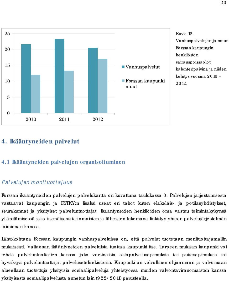 Palvelujen järjestämisestä vastaavat kaupungin ja FSTKY:n lisäksi useat eri tahot kuten eläkeläis ja potilasyhdistykset, seurakunnat ja yksityiset palveluntuottajat.