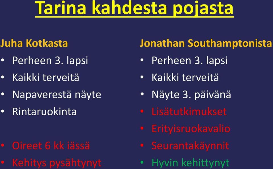 iässä Kehitys pysähtynyt Jonathan Southamptonista Perheen 3.