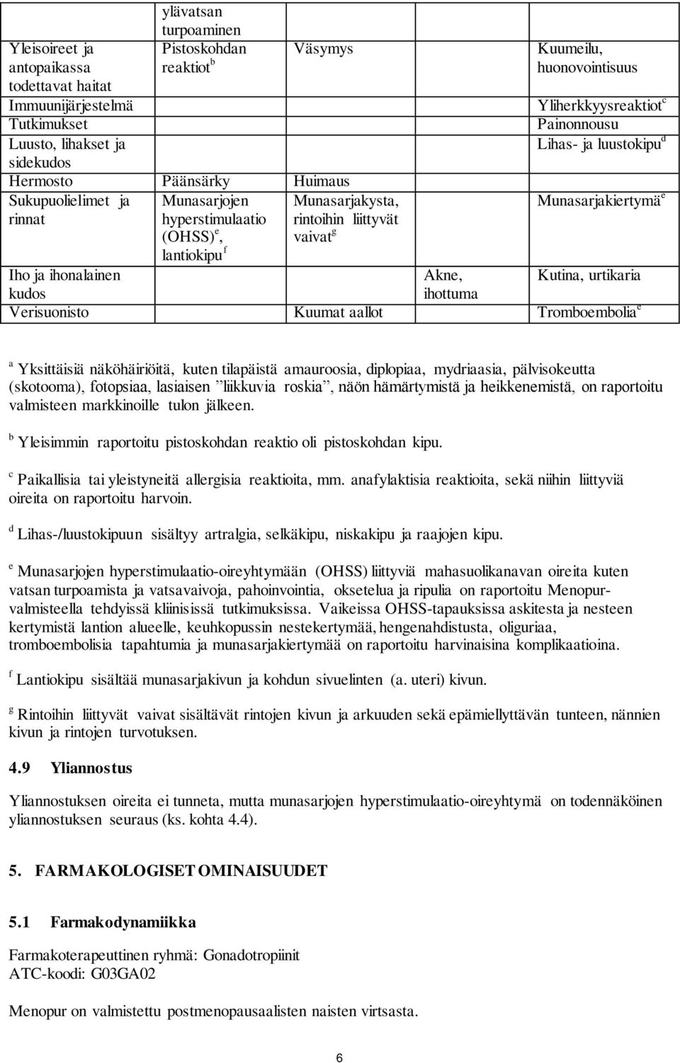Munasarjakiertymä e Iho ja ihonalainen Akne, Kutina, urtikaria kudos ihottuma Verisuonisto Kuumat aallot Tromboembolia e a Yksittäisiä näköhäiriöitä, kuten tilapäistä amauroosia, diplopiaa,