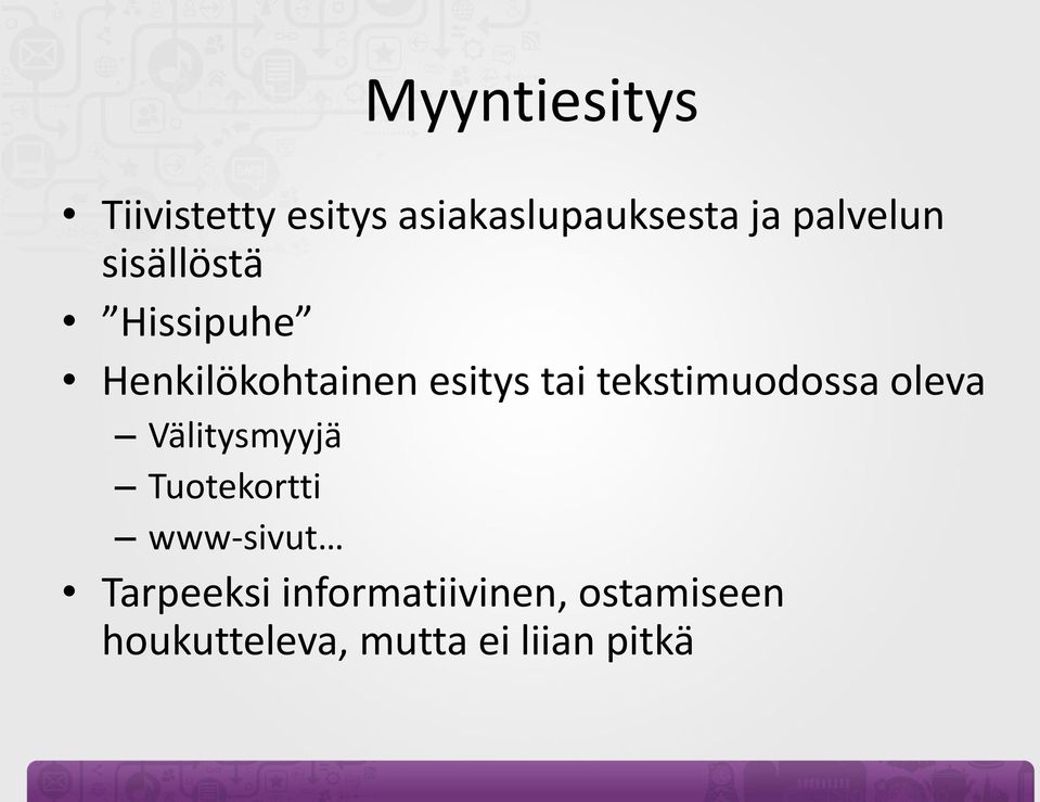 tekstimuodossa oleva Välitysmyyjä Tuotekortti www-sivut