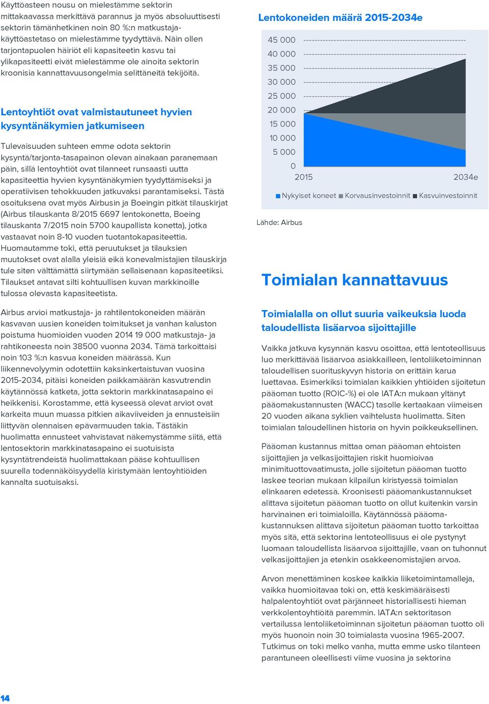 Lentoyhtiöt ovat valmistautuneet hyvien kysyntänäkymien jatkumiseen Tulevaisuuden suhteen emme odota sektorin kysyntä/tarjonta-tasapainon olevan ainakaan paranemaan päin, sillä lentoyhtiöt ovat