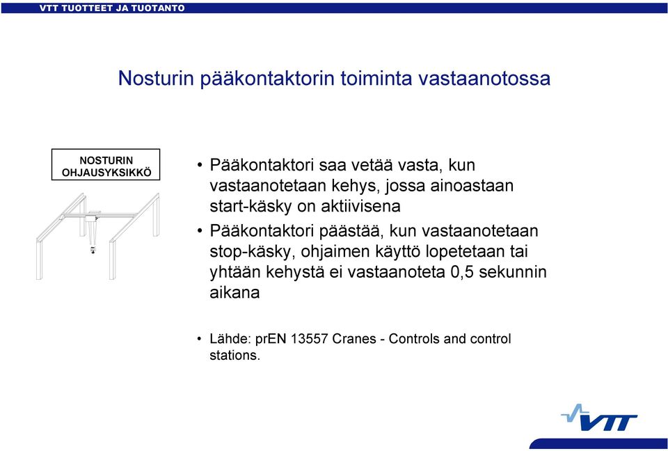 Pääkontaktori päästää, kun vastaanotetaan stop-käsky, ohjaimen käyttö lopetetaan tai