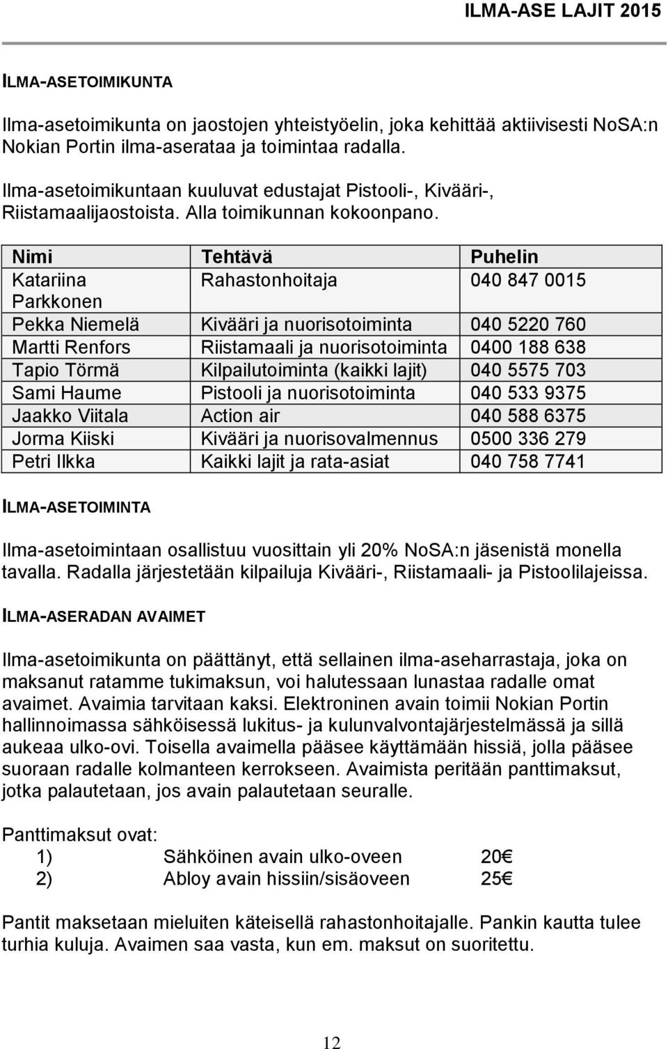 Nimi Tehtävä Puhelin Katariina Rahastonhoitaja 040 847 0015 Parkkonen Pekka Niemelä Kivääri ja nuorisotoiminta 040 5220 760 Martti Renfors Riistamaali ja nuorisotoiminta 0400 188 638 Tapio Törmä