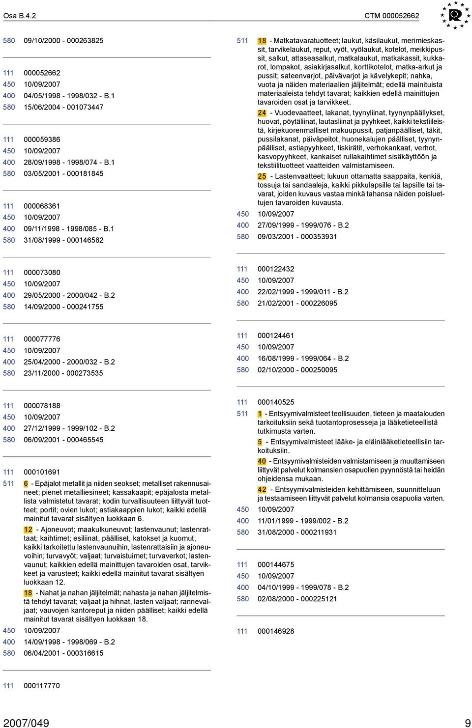 kukkarot, lompakot, asiakirjasalkut, korttikotelot, matkaarkut ja pussit; sateenvarjot, päivävarjot ja kävelykepit; nahka, vuota ja näiden materiaalien jäljitelmät; edellä mainituista materiaaleista