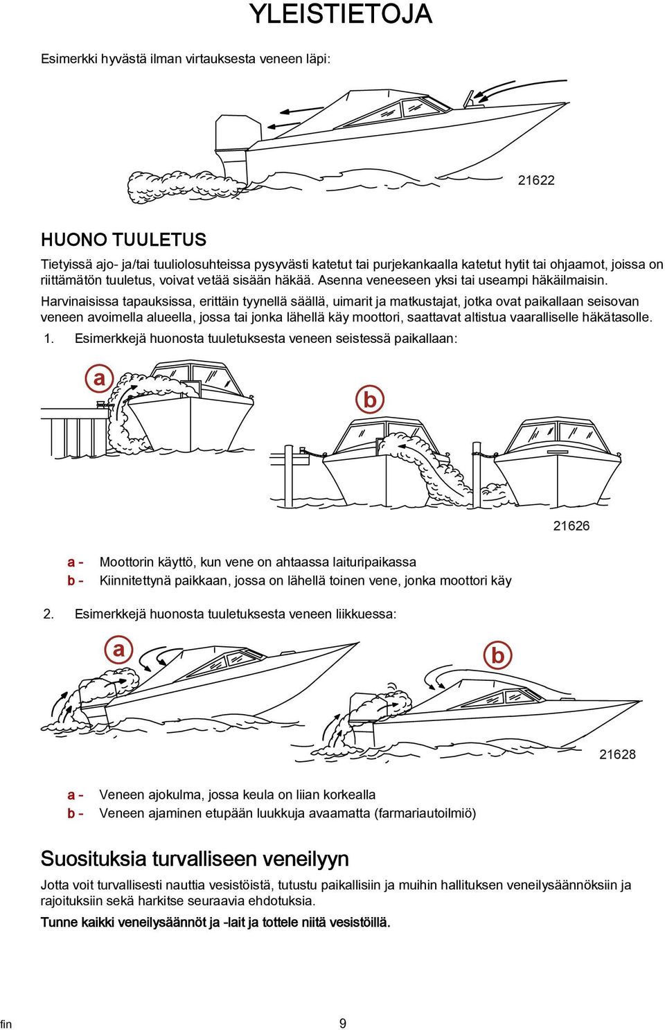 Harvinaisissa tapauksissa, erittäin tyynellä säällä, uimarit ja matkustajat, jotka ovat paikallaan seisovan veneen avoimella alueella, jossa tai jonka lähellä käy moottori, saattavat altistua