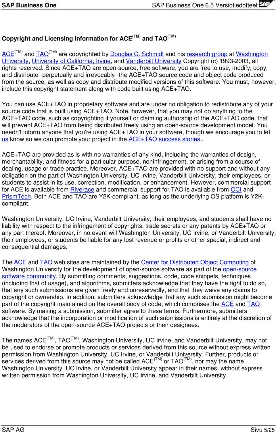 Since ACE+TAO are open-source, free software, you are free to use, modify, copy, and distribute--perpetually and irrevocably--the ACE+TAO source code and object code produced from the source, as well