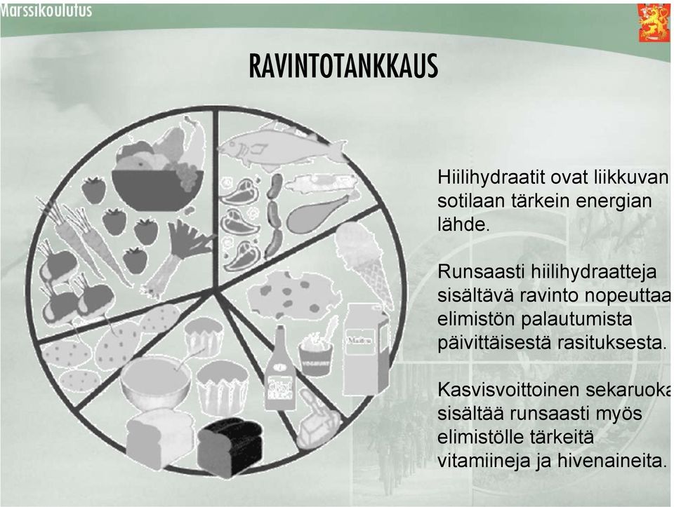 Runsaasti hiilihydraatteja sisältävä ravinto nopeuttaa elimistön