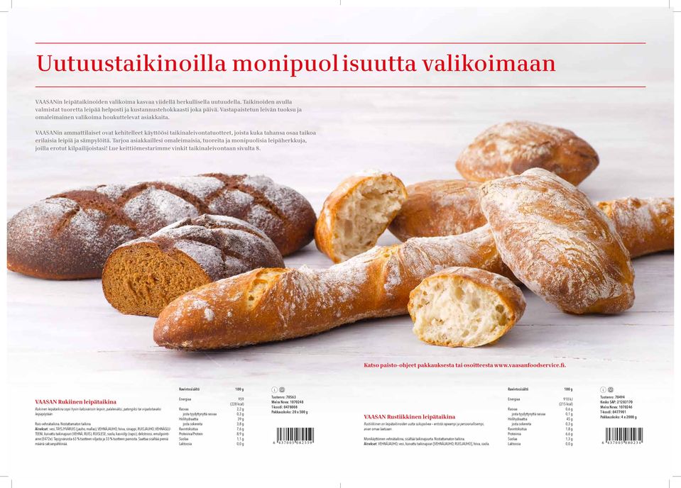 VAASANin ammattilaiset ovat kehitelleet käyttöösi taikinaleivontatuotteet, joista kuka tahansa osaa taikoa erilaisia leipiä ja sämpylöitä.