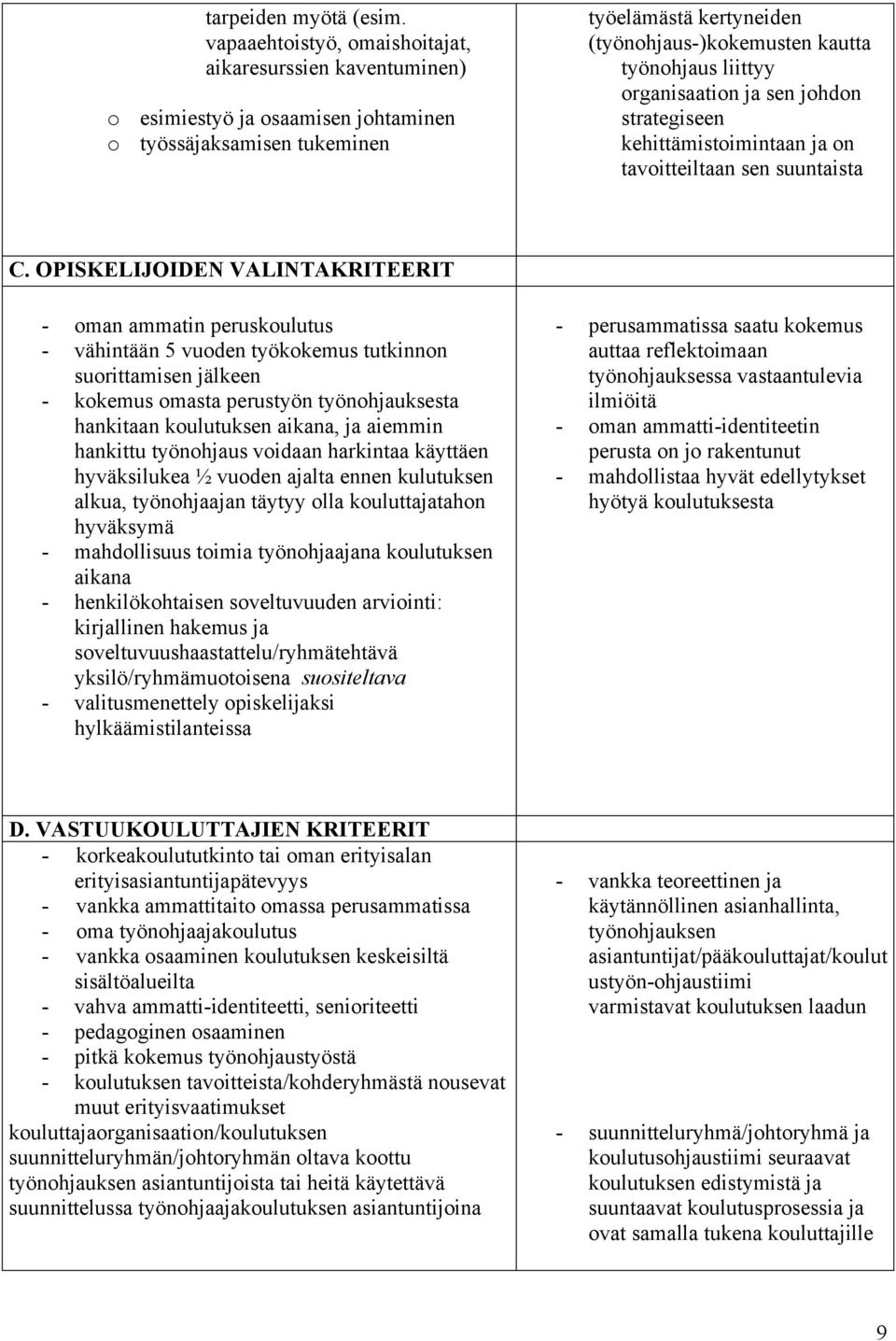 organisaation ja sen johdon strategiseen kehittämistoimintaan ja on tavoitteiltaan sen suuntaista C.