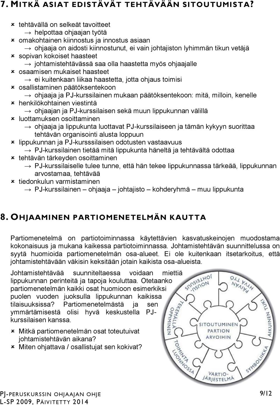 haasteet johtamistehtävässä saa olla haastetta myös ohjaajalle osaamisen mukaiset haasteet ei kuitenkaan liikaa haastetta, jotta ohjaus toimisi osallistaminen päätöksentekoon ohjaaja ja