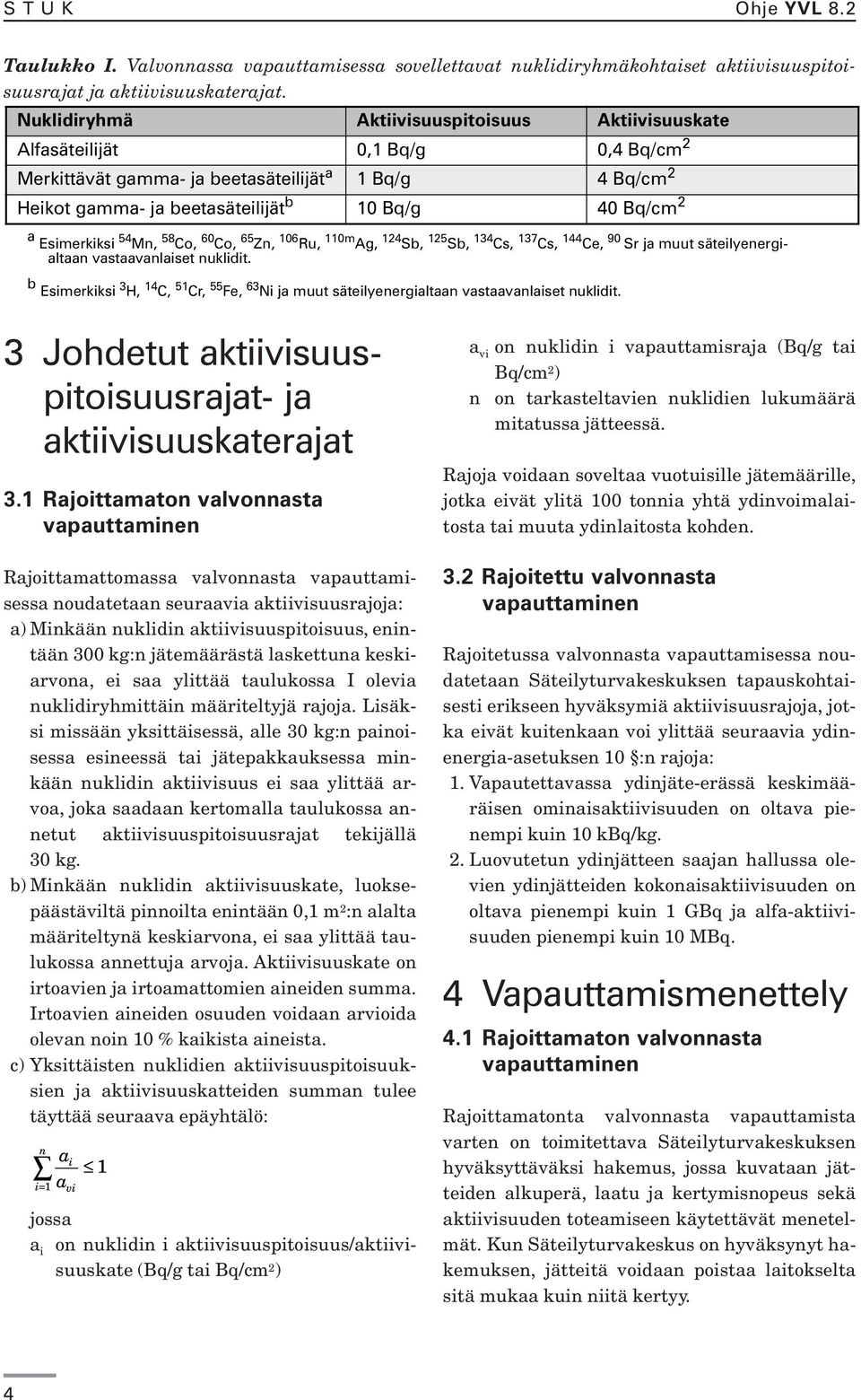 Esimerkiksi 54 Mn, 58 Co, 60 Co, 65 Zn, 106 Ru, 110m Ag, 124 Sb, 125 Sb, 134 Cs, 137 Cs, 144 Ce, 90 Sr ja muut säteilyenergialtaan vastaavanlaiset nuklidit.