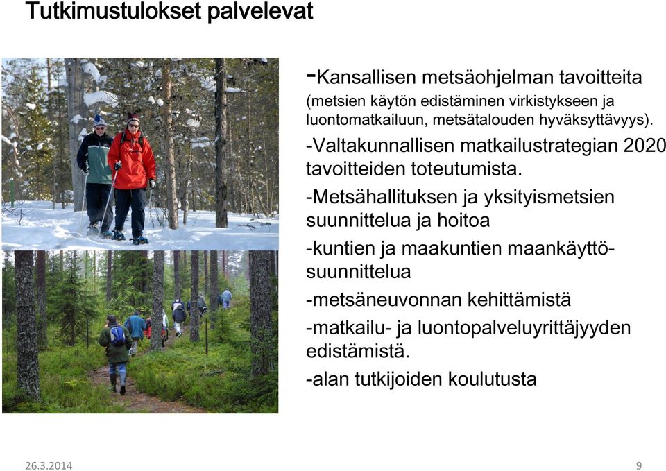 -Valtakunnallisen matkailustrategian 2020 tavoitteiden toteutumista.