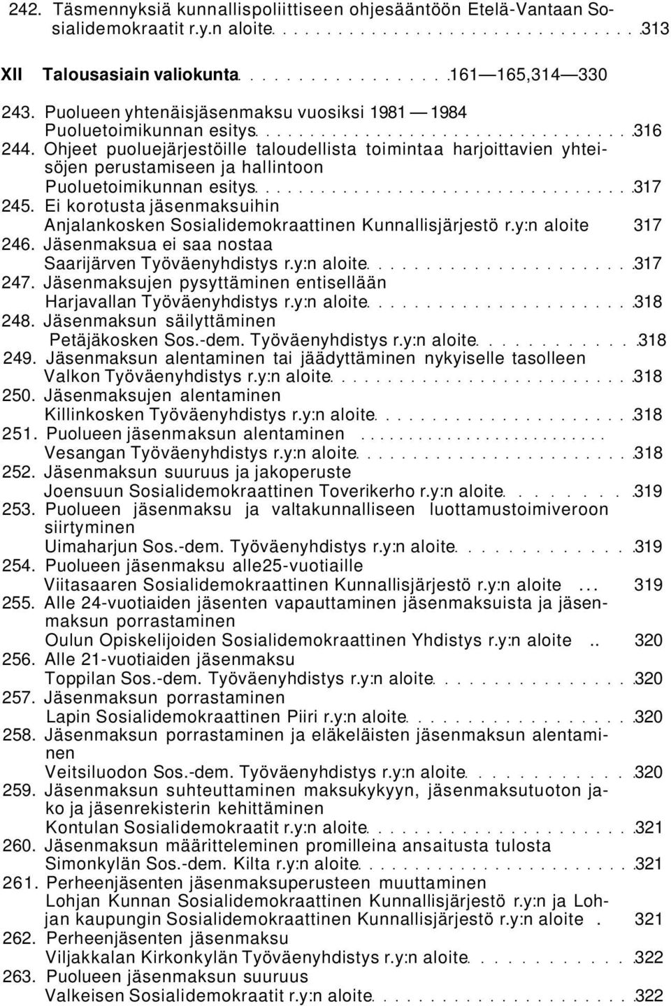 Ohjeet puoluejärjestöille taloudellista toimintaa harjoittavien yhteisöjen perustamiseen ja hallintoon Puoluetoimikunnan esitys 317 245.