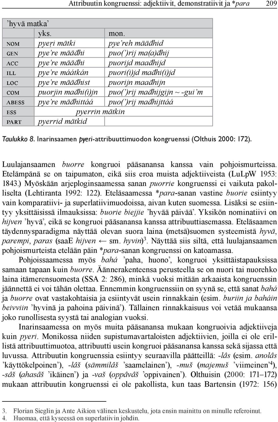 mađhi(i)jn puo(ʼ)rij mađhijgijn ~ -guiʼm ᴀʙᴇss pyeʼre mäđhitta a puo(ʼ)rij mađhijtta a ᴇss pyerrin mätkin ᴘᴀʀᴛ pyerrid mätkid Taulukko 8.