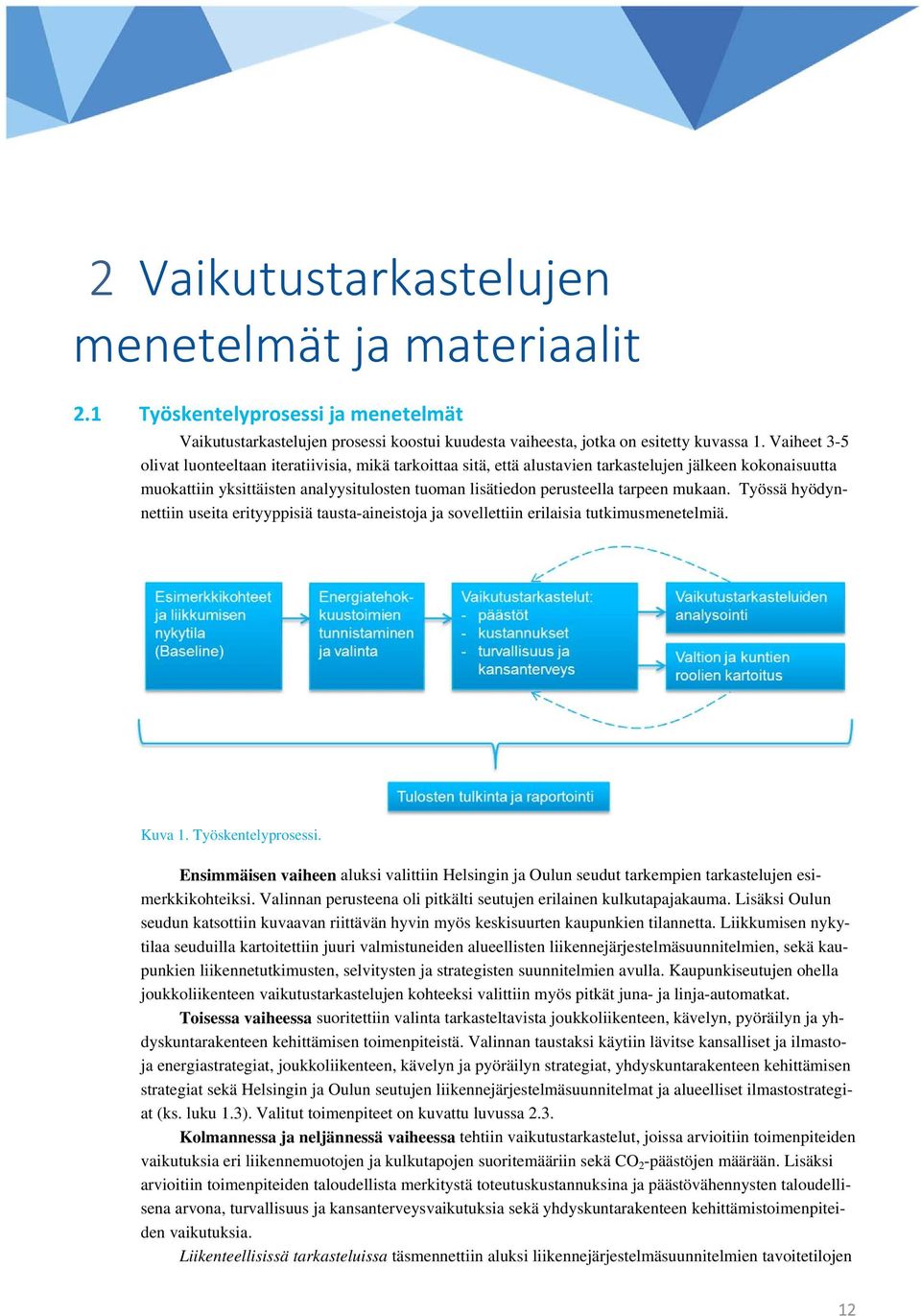 mukaan. Työssä hyödynnettiin useita erityyppisiä tausta-aineistoja ja sovellettiin erilaisia tutkimusmenetelmiä. Kuva 1. Työskentelyprosessi.