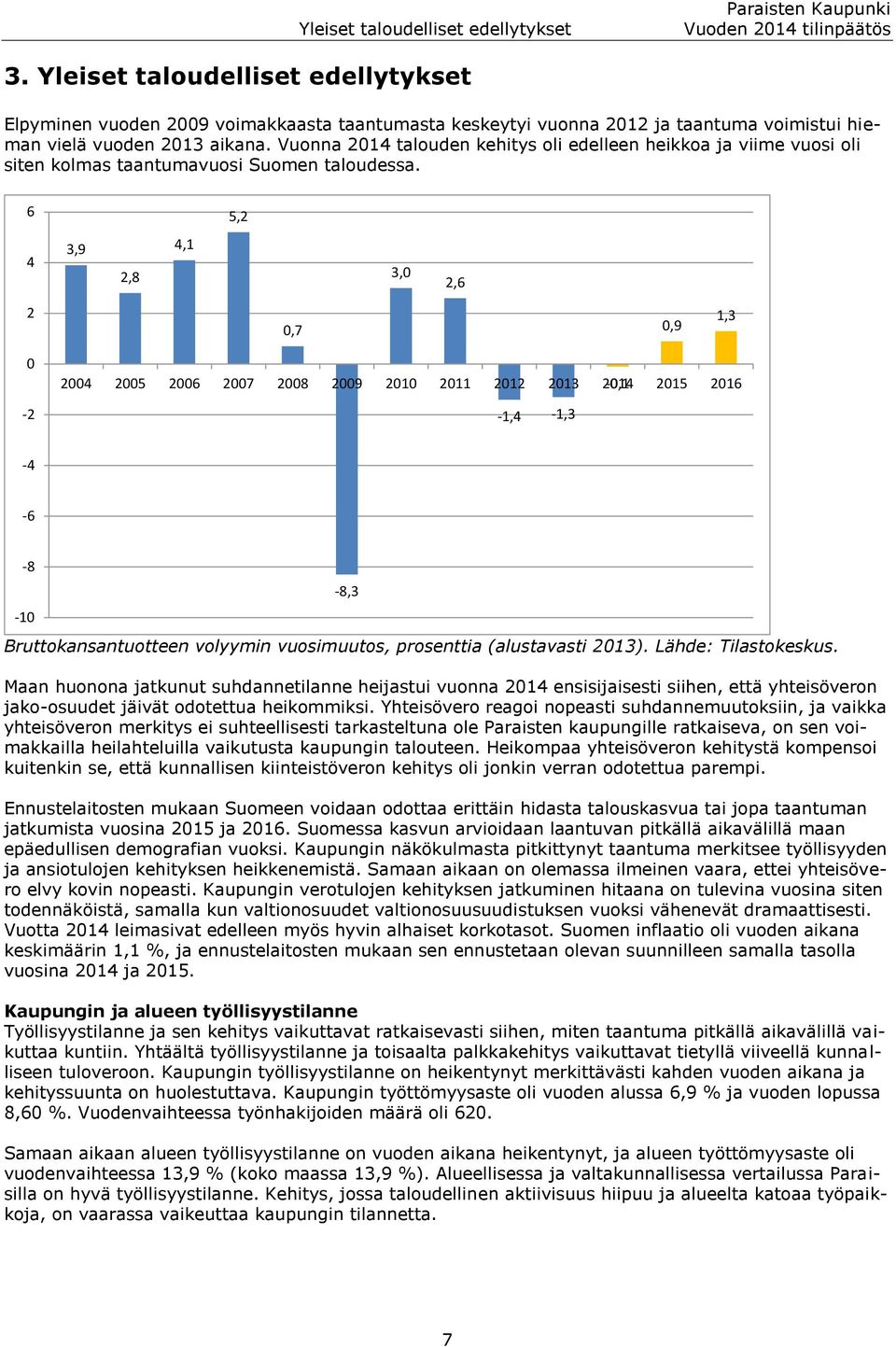 Vuonna 2014 talouden kehitys oli edelleen heikkoa ja viime vuosi oli siten kolmas taantumavuosi Suomen taloudessa.