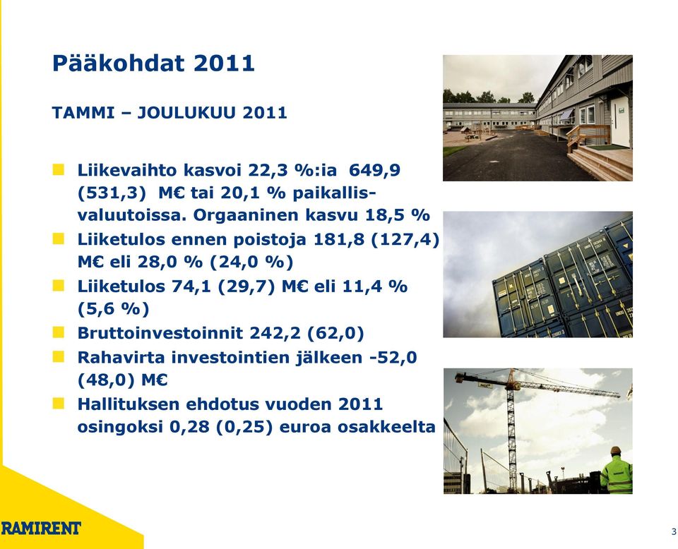 Orgaaninen kasvu 18,5 % Liiketulos ennen poistoja 181,8 (127,4) M eli 28,0 % (24,0 %) Liiketulos