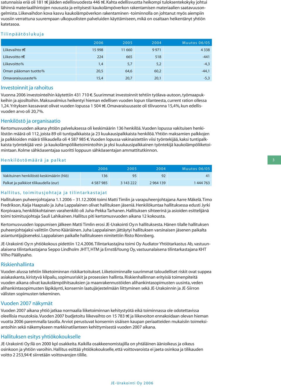 Liikevaihdon kova kasvu kaukolämpöverkon rakentaminen -toiminnolla on johtanut myös aiempiin vuosiin verrattuna suurempaan ulkopuolisten palveluiden käyttämiseen, mikä on osaltaan heikentänyt yhtiön