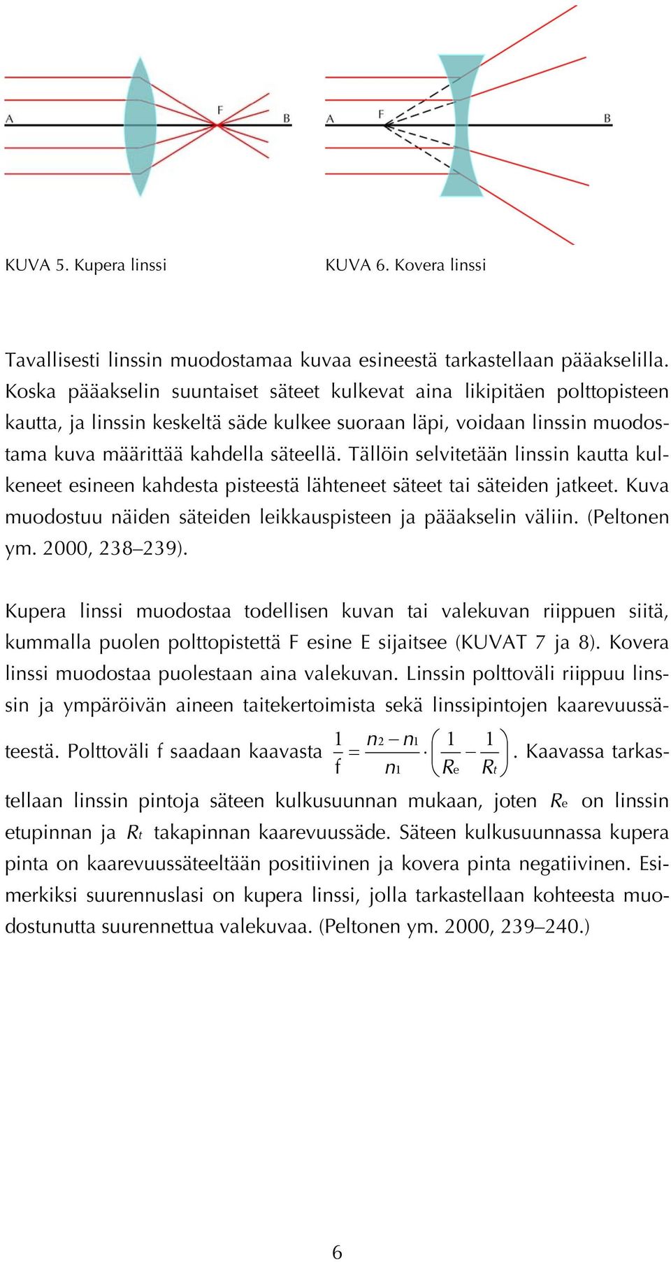 Tällöin selvitetään linssin kautta kulkeneet esineen kahdesta pisteestä lähteneet säteet tai säteiden jatkeet. Kuva muodostuu näiden säteiden leikkauspisteen ja pääakselin väliin. (Peltonen ym.