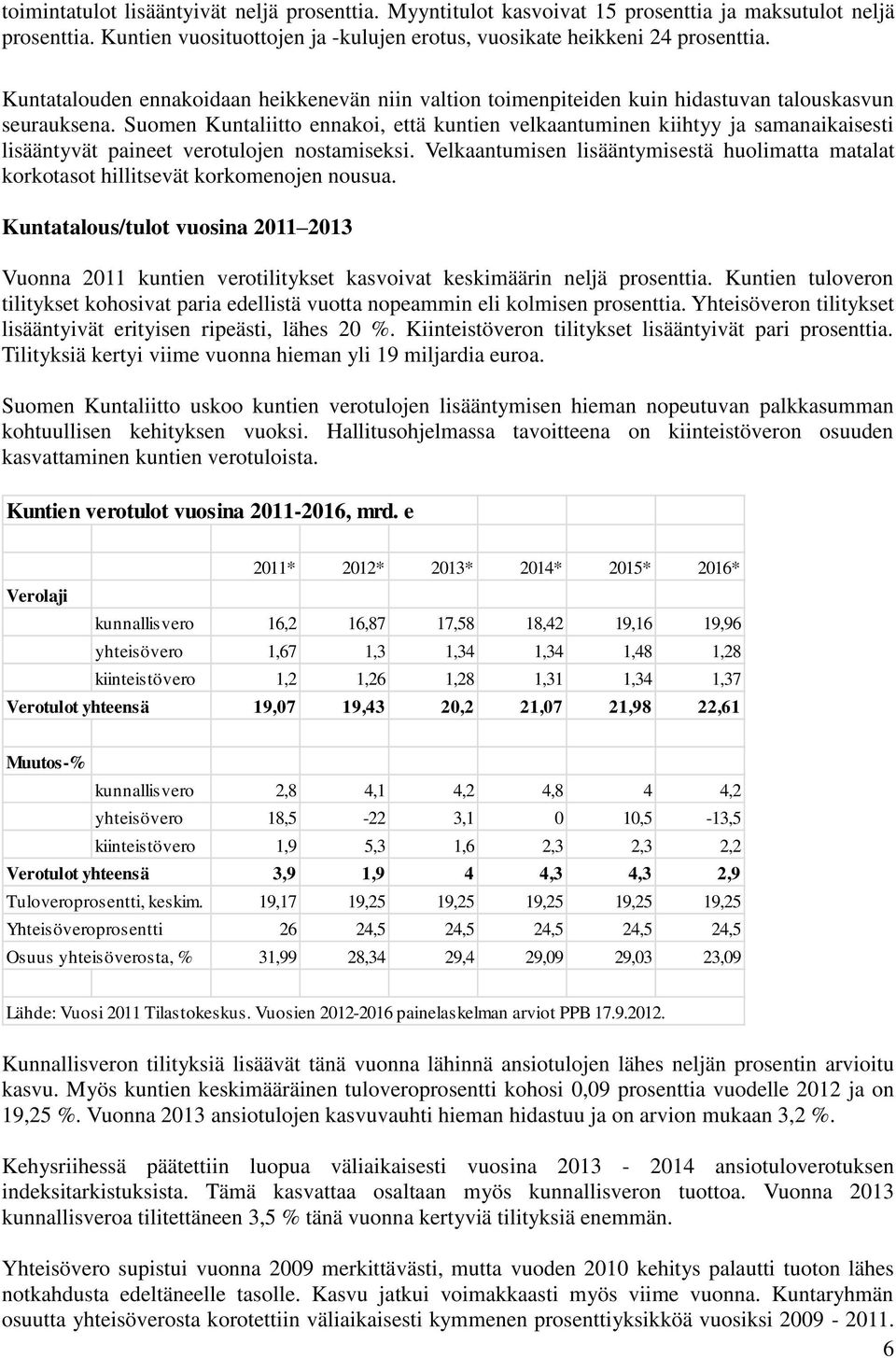 Suomen Kuntaliitto ennakoi, että kuntien velkaantuminen kiihtyy ja samanaikaisesti lisääntyvät paineet verotulojen nostamiseksi.