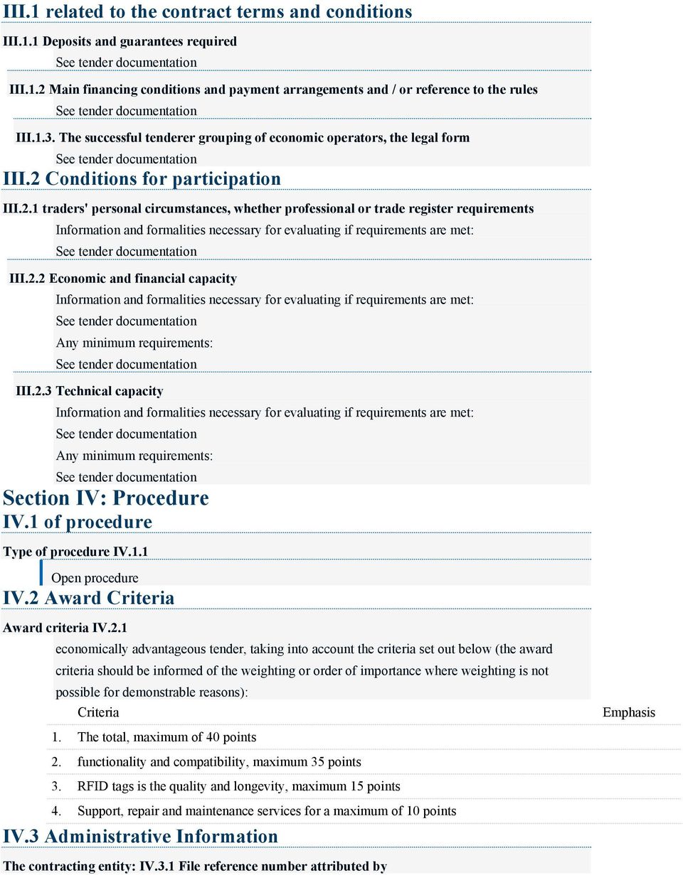 Conditions for participation III.2.