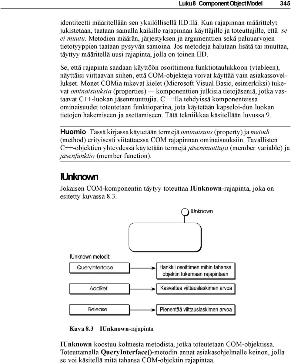 Metodien määrän, järjestyksen ja argumenttien sekä paluuarvojen tietotyyppien taataan pysyvän samoina. Jos metodeja halutaan lisätä tai muuttaa, täyttyy määritellä uusi rajapinta, jolla on toinen IID.