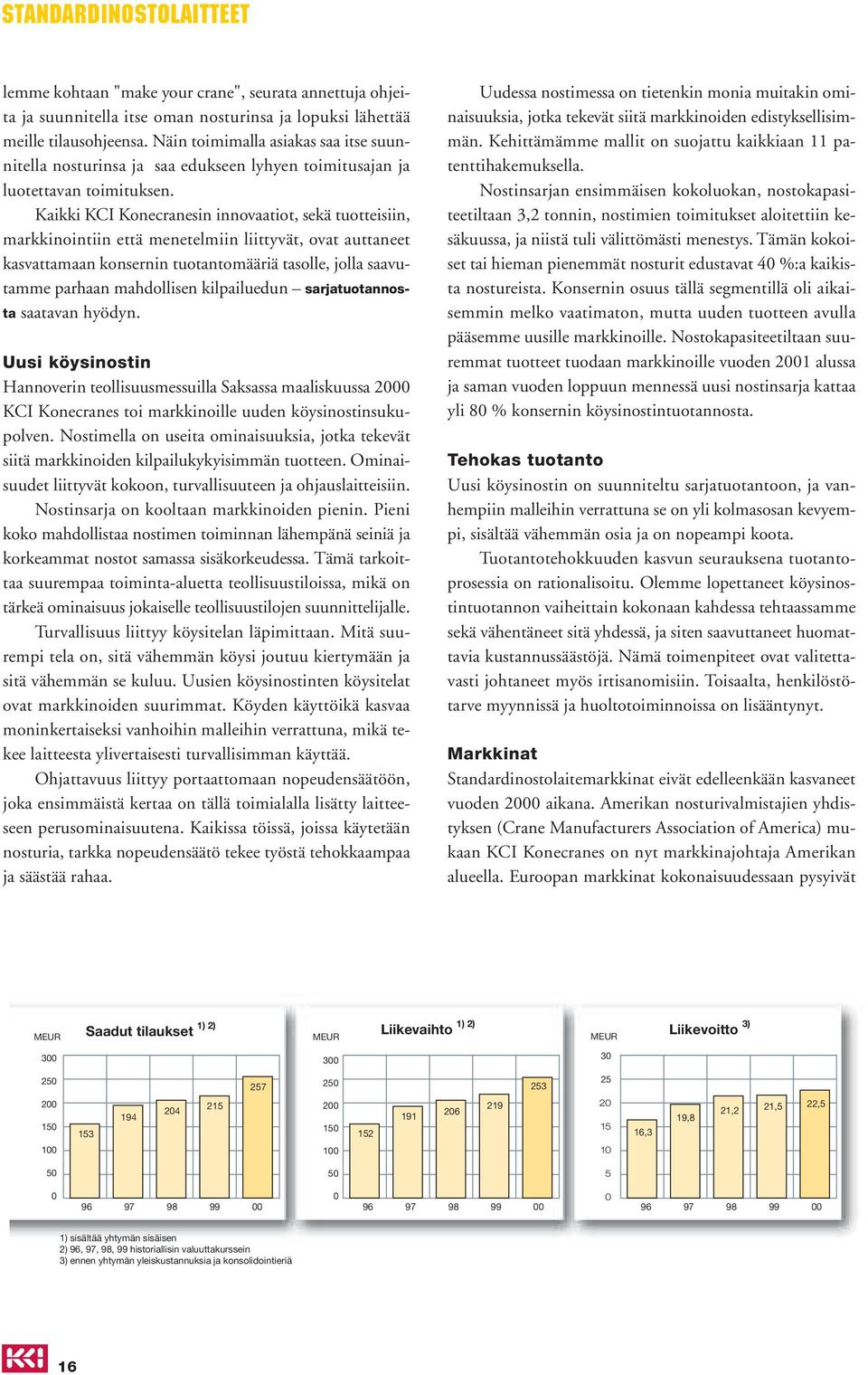 Kaikki KCI Konecranesin innovaatiot, sekä tuotteisiin, markkinointiin että menetelmiin liittyvät, ovat auttaneet kasvattamaan konsernin tuotantomääriä tasolle, jolla saavutamme parhaan mahdollisen