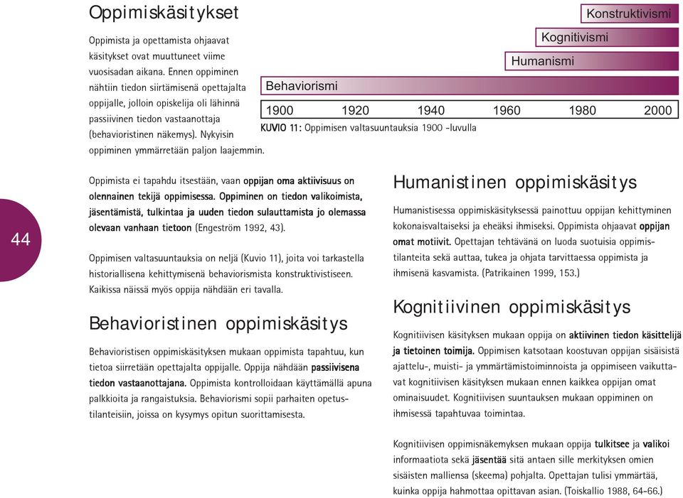 valtasuuntauksia 1900 -luvulla (behavioristinen näkemys). Nykyisin oppiminen ymmärretään paljon laajemmin.